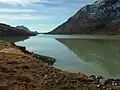 The shoreline of the lake