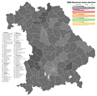 2008 Bavarian state election, Black is CSU, Red is SPD