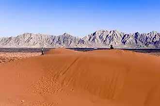 View to the Pinacate craters from the sand dunes