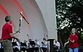 Father-daughter duo Jim and Claire Jeffries juggling to the music of the Eau Claire Municipal Band