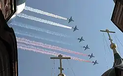 (2010) Russian flag presented by Su-25s during the Victory Day Parade commemorating the 65th anniversary of the defeat of Nazi Germany.