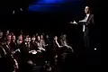 Frank Sesno interacts with the audience.