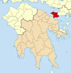 Location of Loutraki-Perachora-Agioi Theodoroi