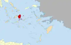 Location of Naxos and Lesser Cyclades