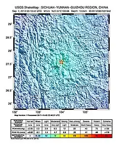 2012 Yiliang earthquake - intensity