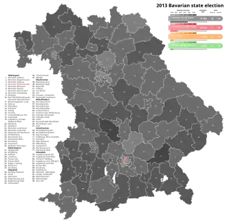 2013 Bavarian state election, Black is CSU, Red is SPD