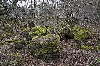 Scattered pieces of wall.
