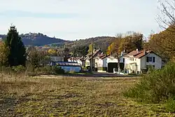 The Bourlémont housing estate and hill seen from the southern slag heap.