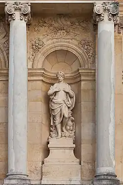 Baroque pair of cornucopias on the garden façade of the Palace of Versailles, Versailles, France, by Jules Hardouin-Mansart, 1678–1688[8]