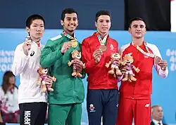 Boys' 61&nbsp;kg victory ceremony