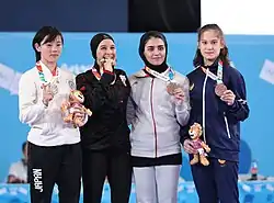 Girls' 53&nbsp;kg victory ceremony