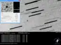 2018 CB on February 7. The image is corrected for the asteroid's motion, so stars appear trailed.[7]