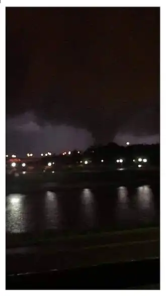 A large, night-time tornado within the city of Dayton, Ohio