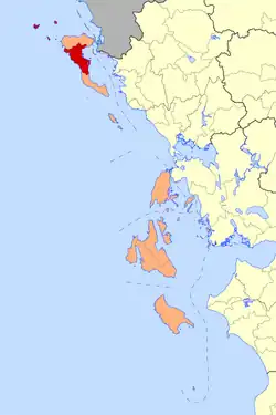 Location of Central Corfu and Diapontian Islands