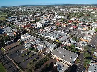 Dubbo town centre from above, 2020