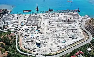 The port under construction in May 2021