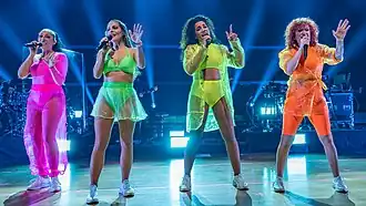 Left to right: Jessica Wahls, Sandy Mölling, Nadja Benaissa, and Lucy Diakovska performing in 2022