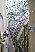 View of the roof construction from the top floor, 2023.