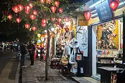 A typical streetscene in the old town, at night