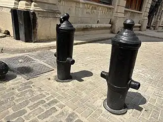 Old cannons used as bollards, in Havana, Cuba