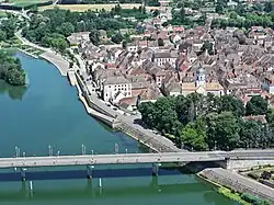 14th-century Saint-Martin Church and Saône River