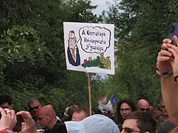 Protest sign at the Hatvanpuszta protests