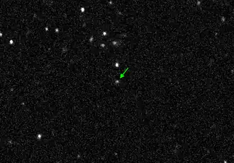 A photograph of 2025 MN45 shows it as a white dot against a black background.