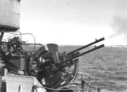 Swedish 20&nbsp;mm akan M/38 (20/65 Breda in naval twin-mount) on the Italian built HSwMS Remus (28)