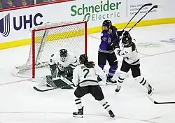 Brown playing in a game vs Minnesota at Xcel Arena in St. Paul, Minnesota, April 27, 2024