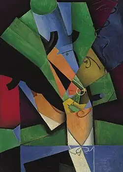 Juan Gris, 1913, El fumador, The Smoker (Frank Haviland), oil on canvas, 73 × 54&nbsp;cm, Thyssen-Bornemisza Museum