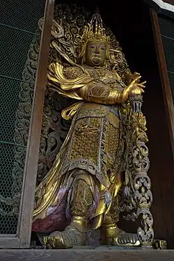 Statue of Idaten at the Idaten in the Tennō-den of Manpuku-ji in Uji, Kyoto, Japan.