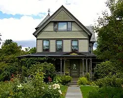 293 Elm Street, Northampton, MA. Queen Anne style rendered in painted clapboard.