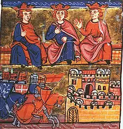 Illustration showing the kings at the Council of Acre