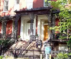#3 & 4: Doorways of the Greek Revival townhouses, design attributed to Alexander Jackson Davis,[8] "one of America's most versatile 19th century architects"[135]