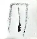 1973, Stitch with Feather. Thread, acrylic, pencil on linen. Private Collection