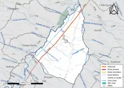 Colour map showing the hydrographic network of the commune