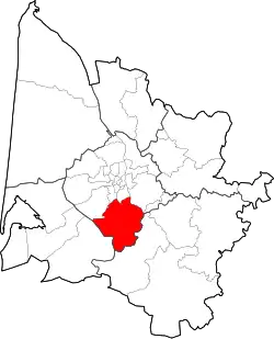 Location of the Canton of La Brède in the Gironde department.