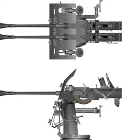 Twin 3.7&nbsp;cm Flak M42U guns on the DLM 42U mount.