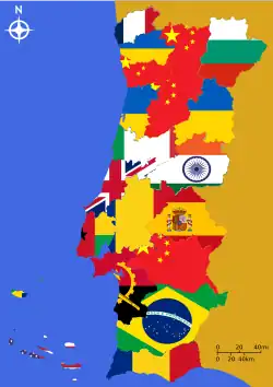 US-citizens are present in the Azores, Chinese in the industrialized north while PALOP citizens in the Lisbon metropolitan area