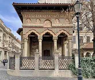 Brâncovenesc&nbsp;– Stavropoleos Monastery Church, Bucharest, Romania, unknown architect, 1724[36]