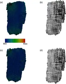 Comparison between different parameterization methods for the digital flattening of a sheet extracted from PHerc. 1103
