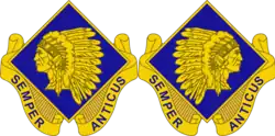 The DUI of the 45th Division is one of only a few that are authorized a mirror image.