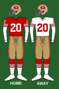 The uniform of the San Francisco 49ers, 1970-1975.