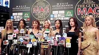 4EVE interviewed at the Guitar Mag Awards 2023. From left: Mind, Jorin, Punch, Fai, Taaom, Aheye, and Hannah.