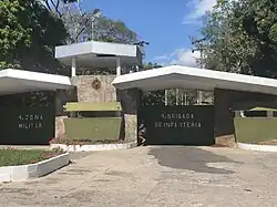 A photograph of the 4th Infantry Brigade's barracks entrance in El Paraíso, El Salvador