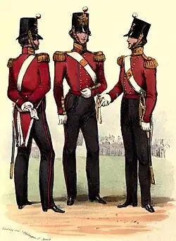 Soldiers of the 53rd Regiment of Foot in 1849. (The tailed coatee, worn here, was replaced in 1855 by the skirted tunic.)