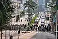 Large numbers of police officers and police vehicles deployed on Sheung Yuet Road&nbsp;[zh].