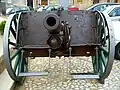 An 8&nbsp;cm FK M5 cannon. Note the seats for the gunners.