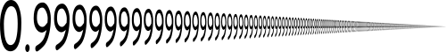 Stylistic impression of the repeating decimal 0.9999..., representing the digit 9 repeating infinitely