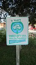 Tree City USA Growth Award sign in Onondaga County, New York